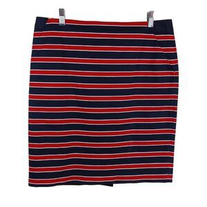 The Limited Skirt Women's Size 14 Striped Red White Blue Stretch Lined Pencil